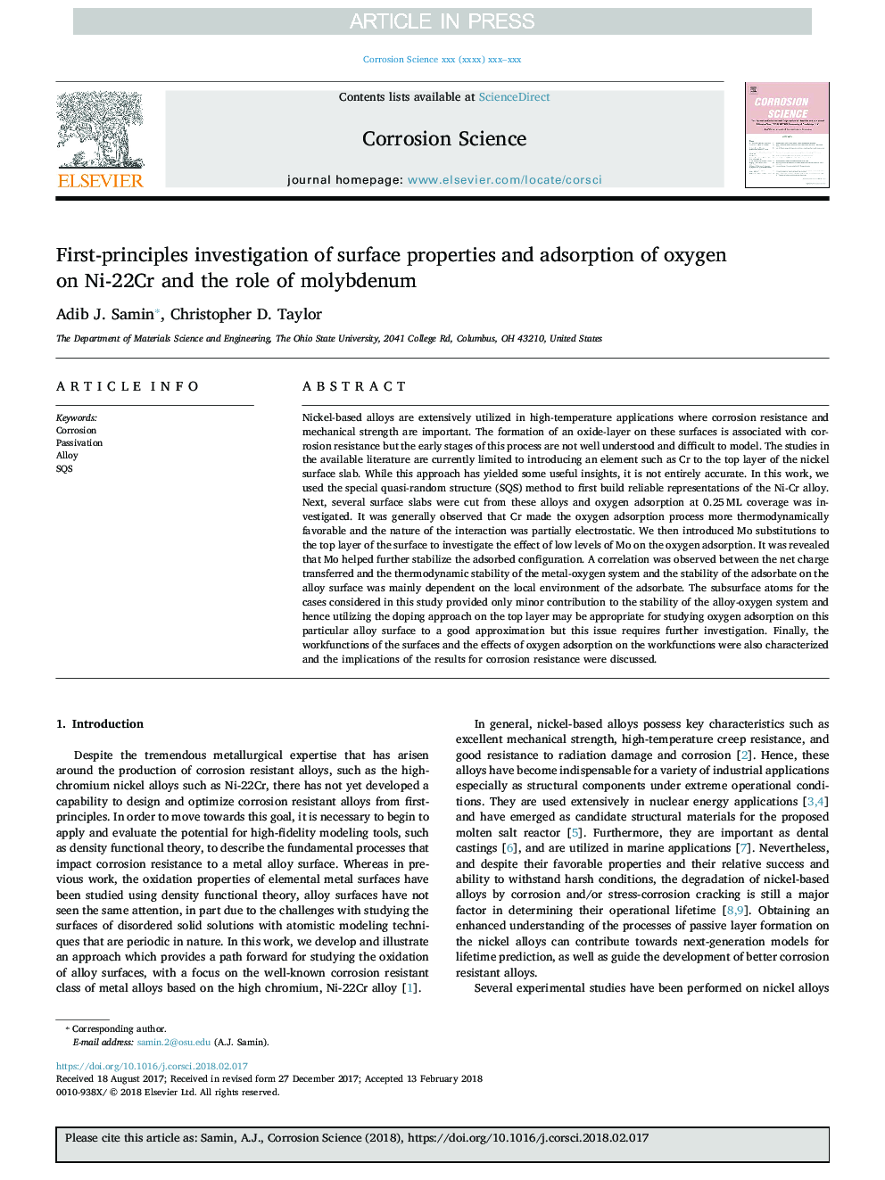 First-principles investigation of surface properties and adsorption of oxygen on Ni-22Cr and the role of molybdenum