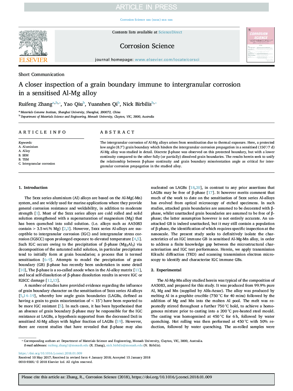 A closer inspection of a grain boundary immune to intergranular corrosion in a sensitised Al-Mg alloy