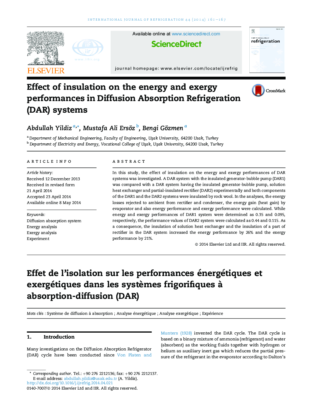 Effect of insulation on the energy and exergy performances in Diffusion Absorption Refrigeration (DAR) systems