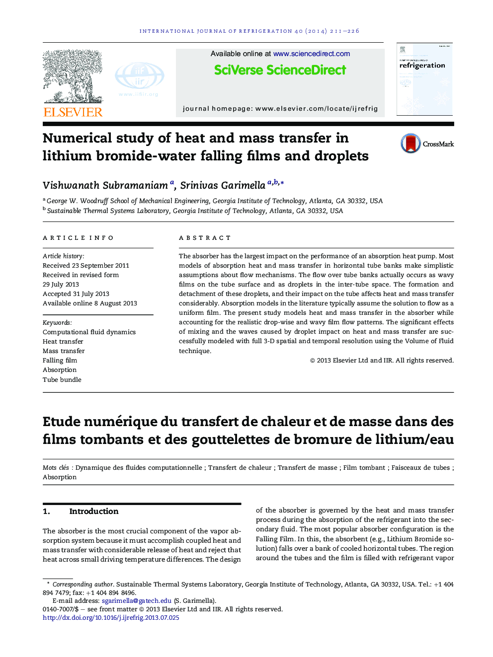 Numerical study of heat and mass transfer in lithium bromide-water falling films and droplets