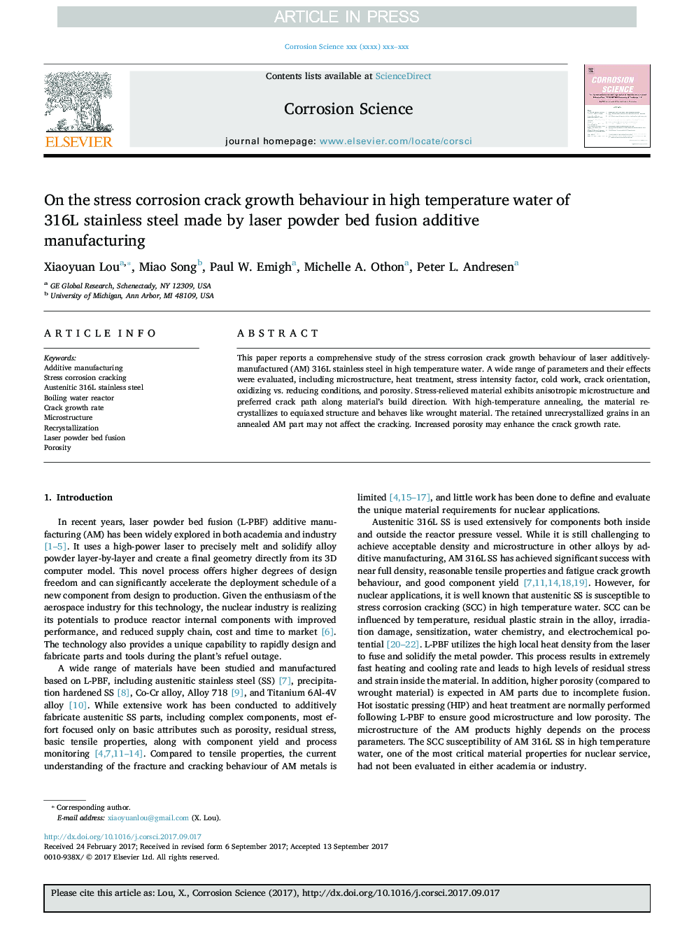 On the stress corrosion crack growth behaviour in high temperature water of 316L stainless steel made by laser powder bed fusion additive manufacturing