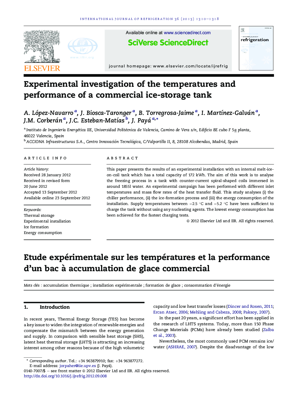 Experimental investigation of the temperatures and performance of a commercial ice-storage tank