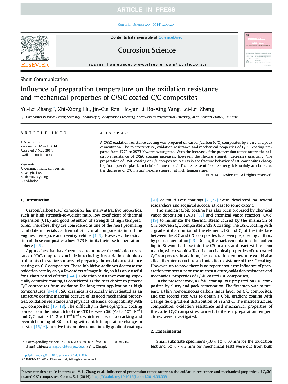 Influence of preparation temperature on the oxidation resistance and mechanical properties of C/SiC coated C/C composites