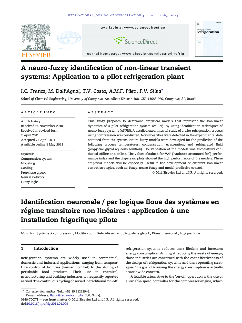 A neuro-fuzzy identification of non-linear transient systems: Application to a pilot refrigeration plant