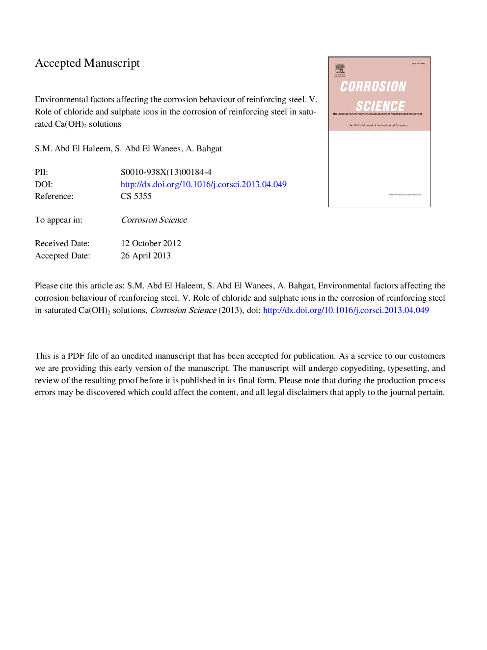 Environmental factors affecting the corrosion behaviour of reinforcing steel. V. Role of chloride and sulphate ions in the corrosion of reinforcing steel in saturated Ca(OH)2 solutions