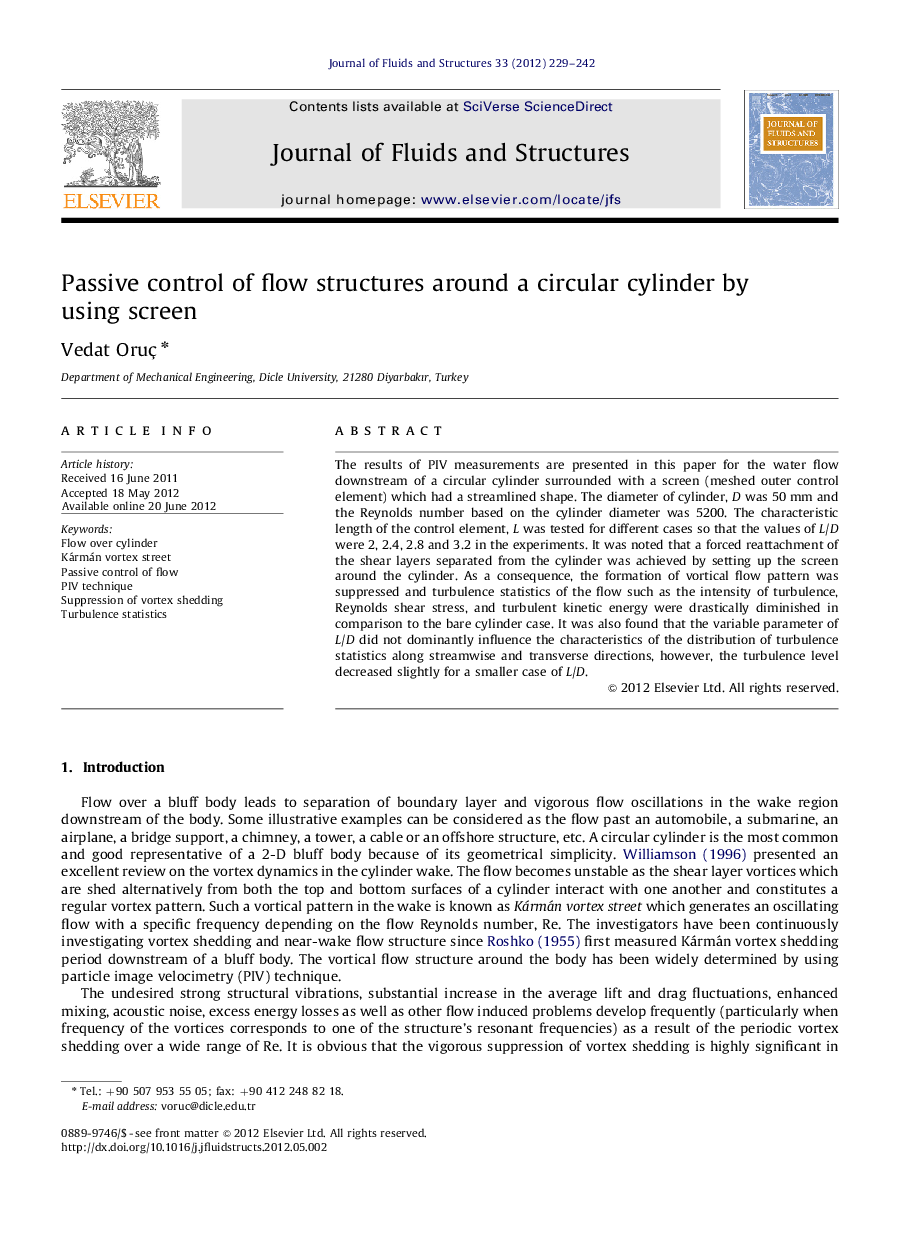 Passive control of flow structures around a circular cylinder by using screen