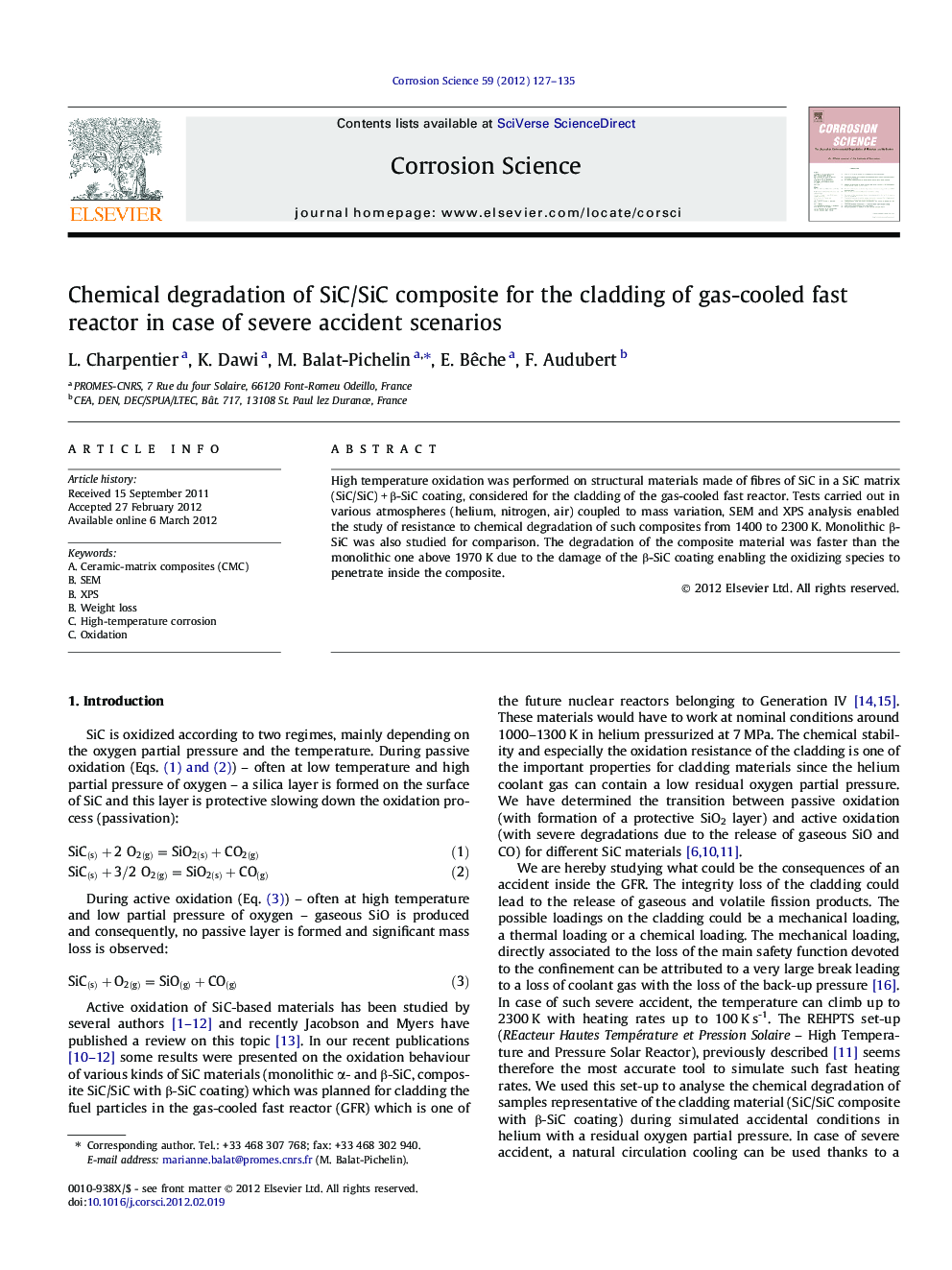 Chemical degradation of SiC/SiC composite for the cladding of gas-cooled fast reactor in case of severe accident scenarios