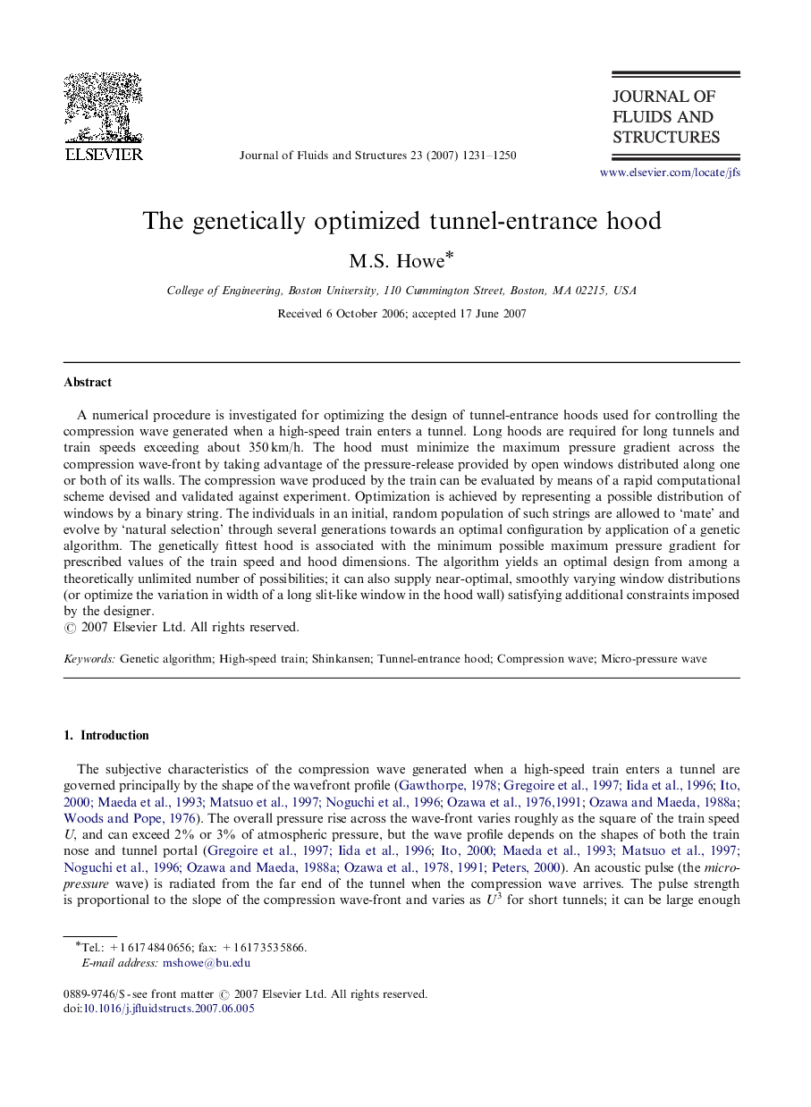 The genetically optimized tunnel-entrance hood