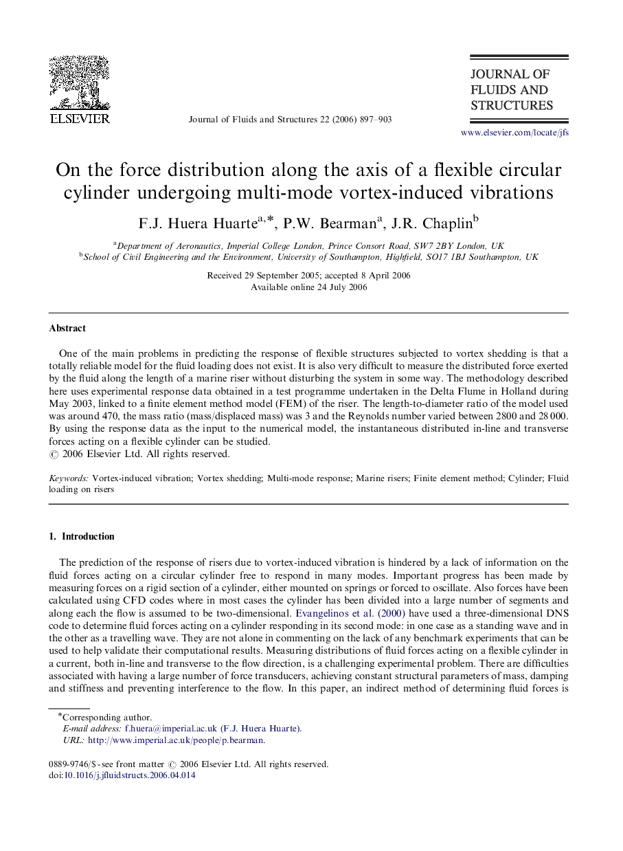 On the force distribution along the axis of a flexible circular cylinder undergoing multi-mode vortex-induced vibrations