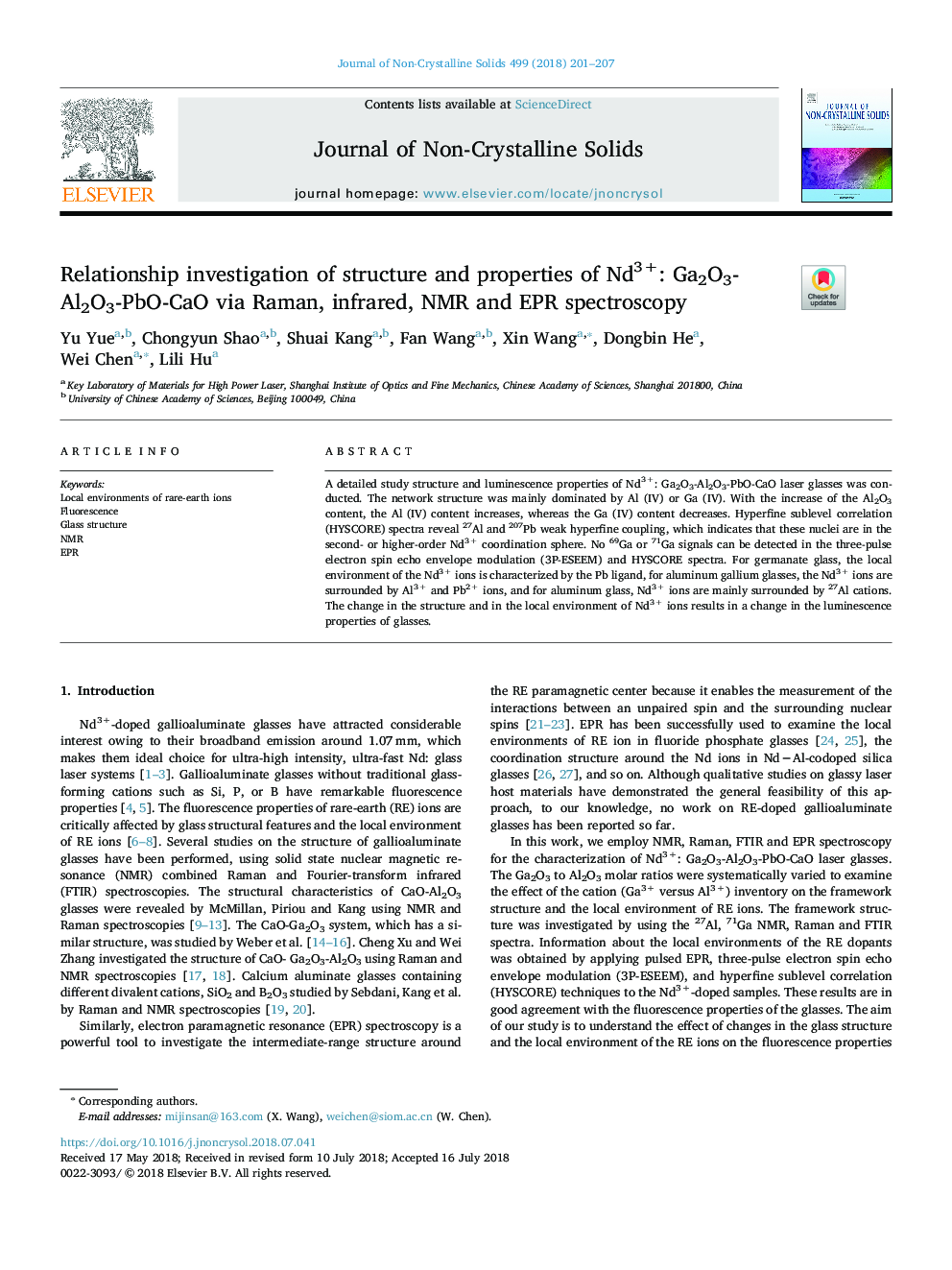 Relationship investigation of structure and properties of Nd3+: Ga2O3-Al2O3-PbO-CaO via Raman, infrared, NMR and EPR spectroscopy