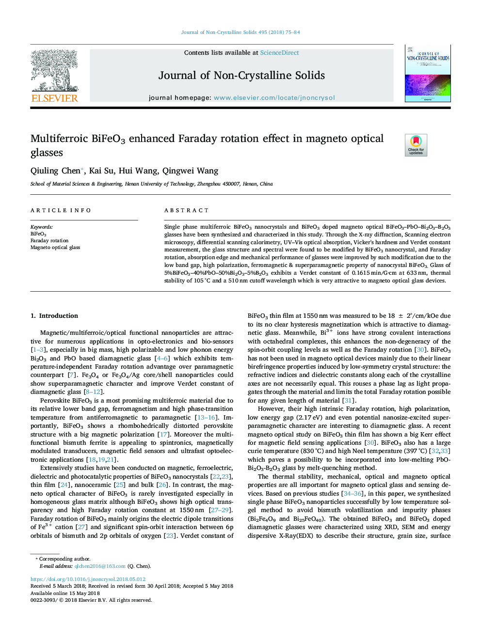 Multiferroic BiFeO3 enhanced Faraday rotation effect in magneto optical glasses