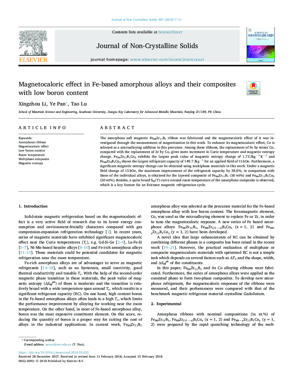 Magnetocaloric effect in Fe-based amorphous alloys and their composites with low boron content