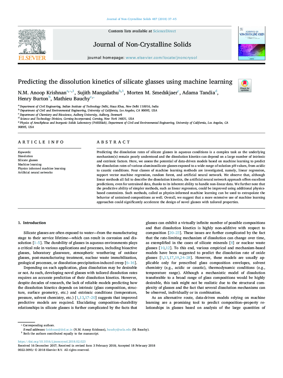 Predicting the dissolution kinetics of silicate glasses using machine learning