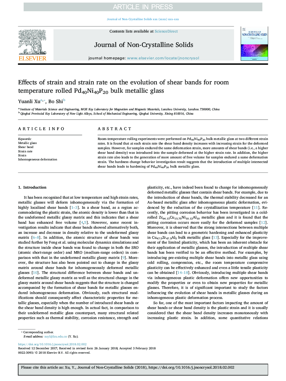 Effects of strain and strain rate on the evolution of shear bands for room temperature rolled Pd40Ni40P20 bulk metallic glass