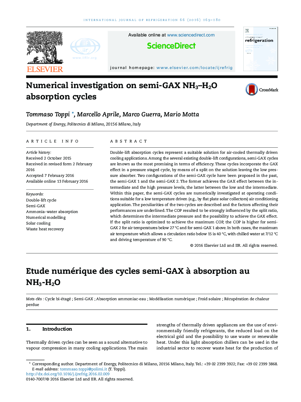 Numerical investigation on semi-GAX NH3–H2O absorption cycles