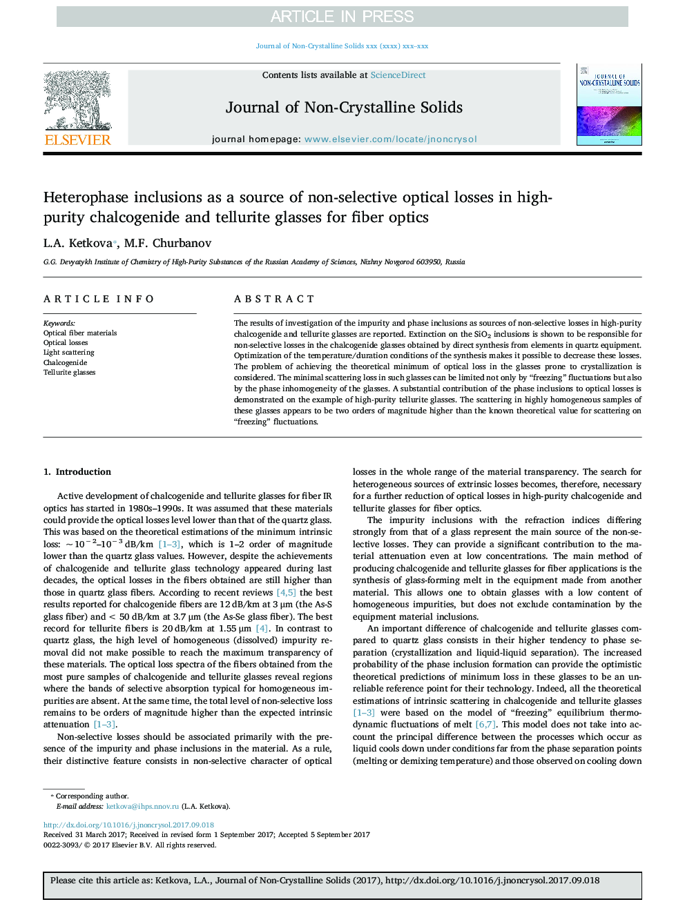 Heterophase inclusions as a source of non-selective optical losses in high-purity chalcogenide and tellurite glasses for fiber optics