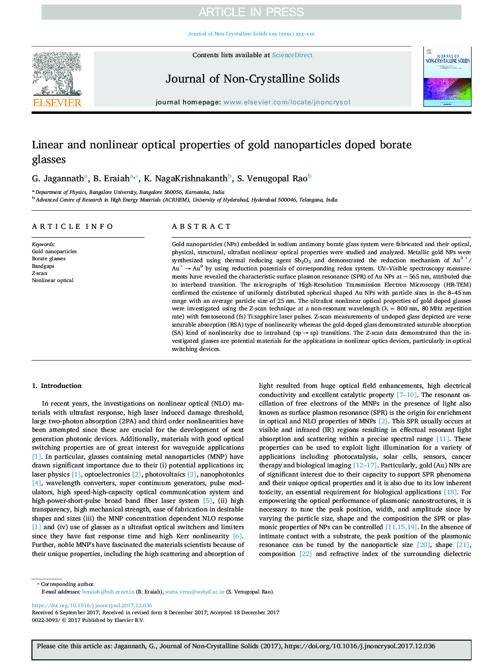 Linear and nonlinear optical properties of gold nanoparticles doped borate glasses