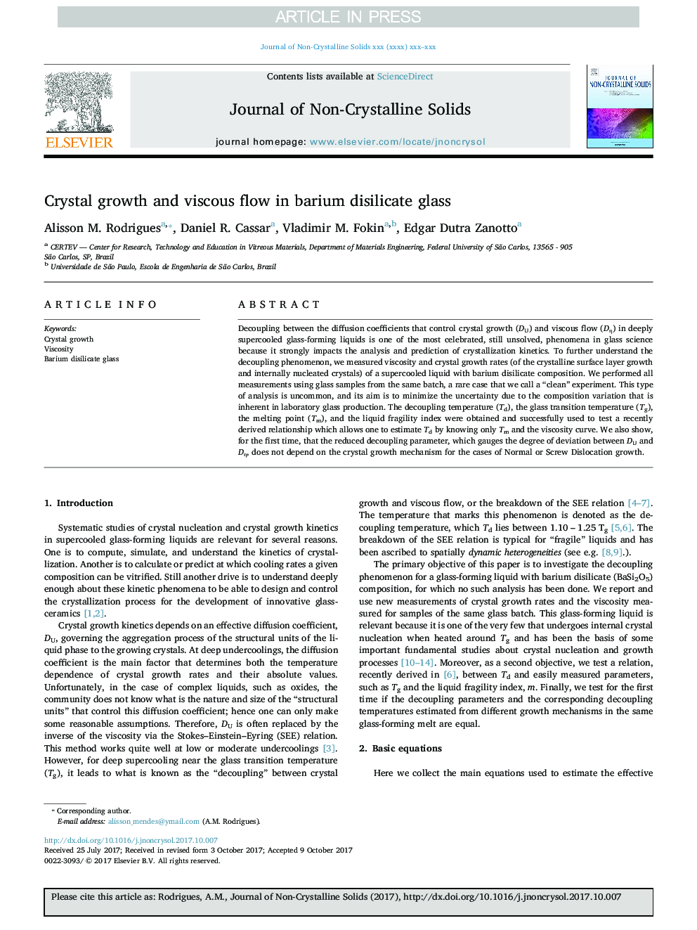 Crystal growth and viscous flow in barium disilicate glass