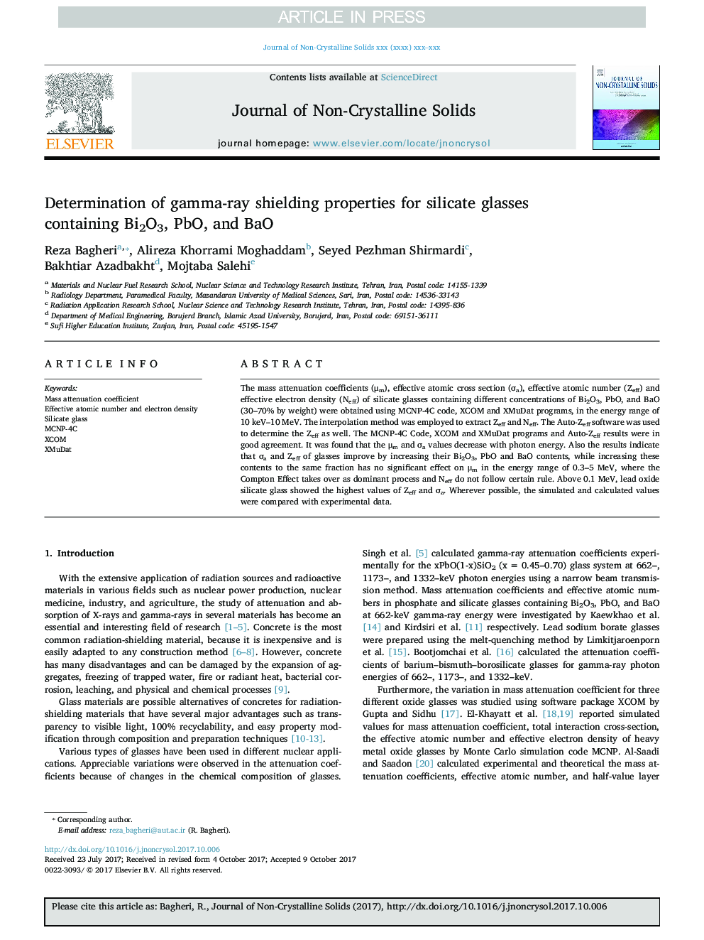 Determination of gamma-ray shielding properties for silicate glasses containing Bi2O3, PbO, and BaO