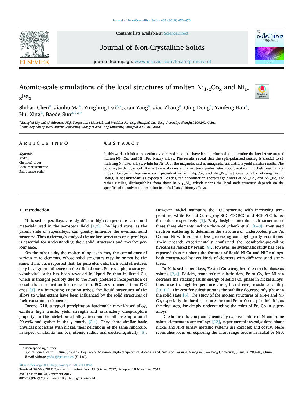 Atomic-scale simulations of the local structures of molten Ni1-xCox and Ni1-xFex