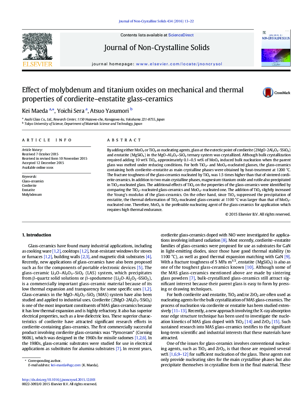 Effect of molybdenum and titanium oxides on mechanical and thermal properties of cordierite-enstatite glass-ceramics