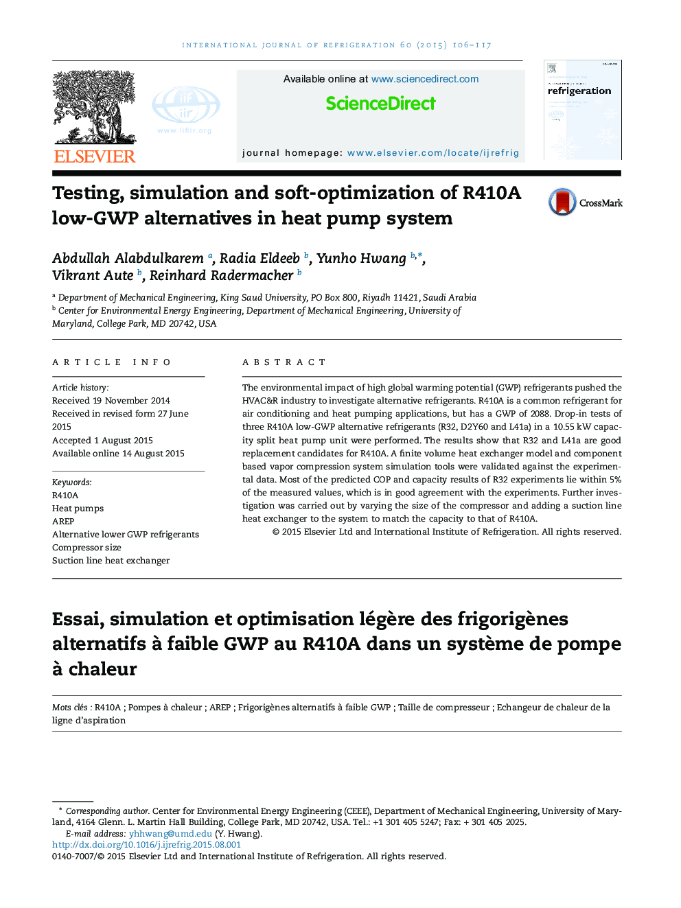 Testing, simulation and soft-optimization of R410A low-GWP alternatives in heat pump system