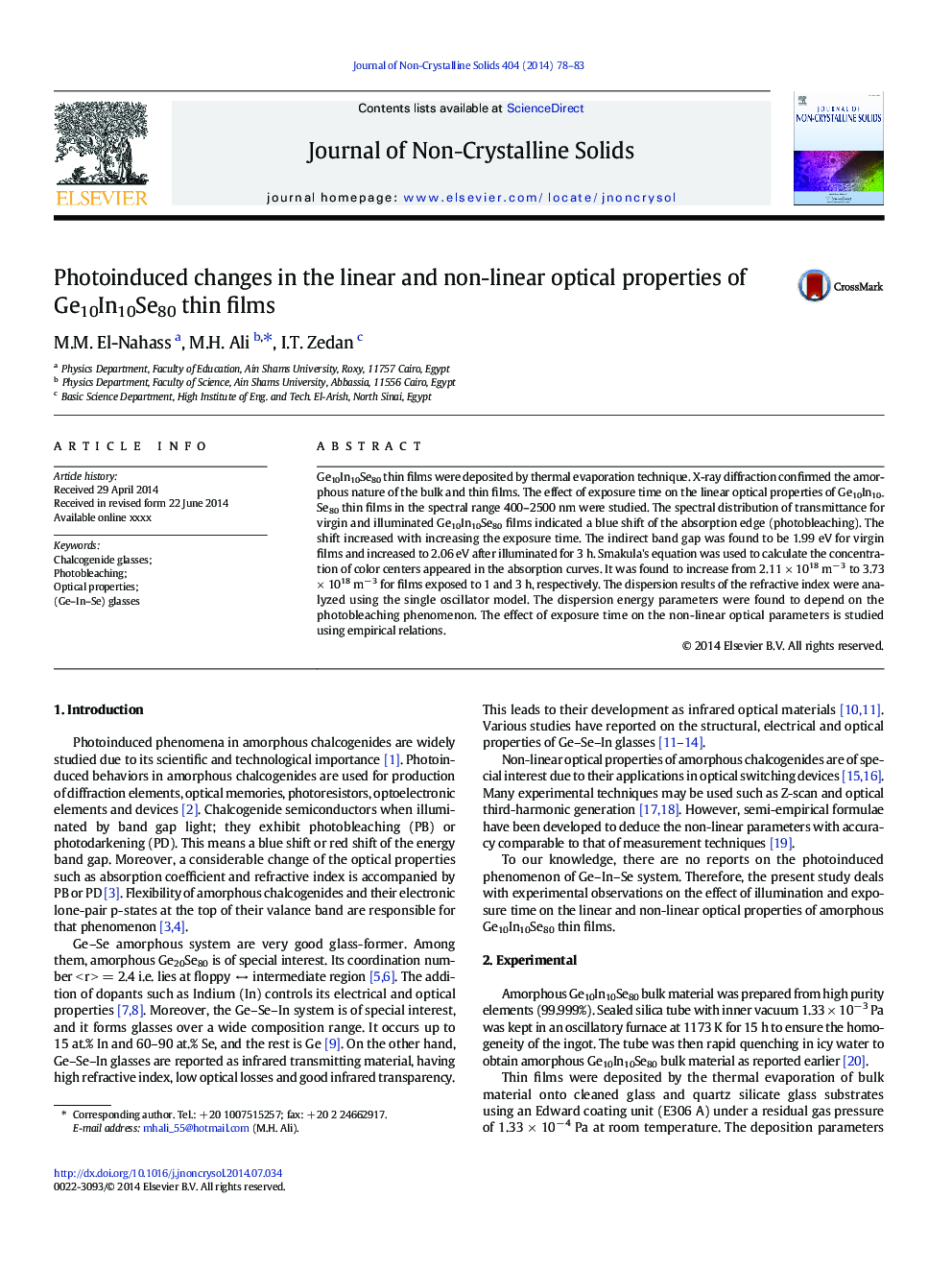 Photoinduced changes in the linear and non-linear optical properties of Ge10In10Se80 thin films