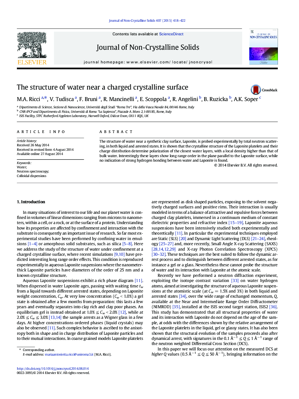 The structure of water near a charged crystalline surface