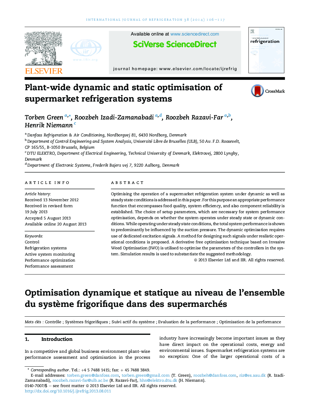 Plant-wide dynamic and static optimisation of supermarket refrigeration systems