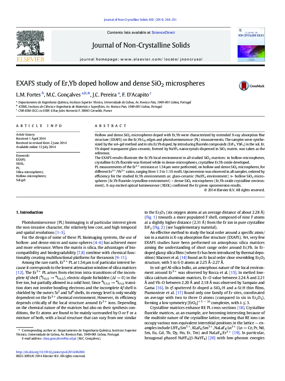 EXAFS study of Er,Yb doped hollow and dense SiO2 microspheres