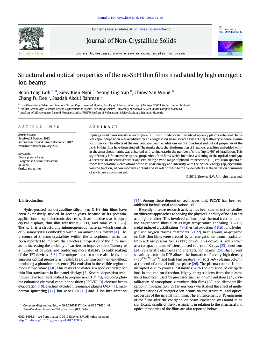 Structural and optical properties of the nc-Si:H thin films irradiated by high energetic ion beams