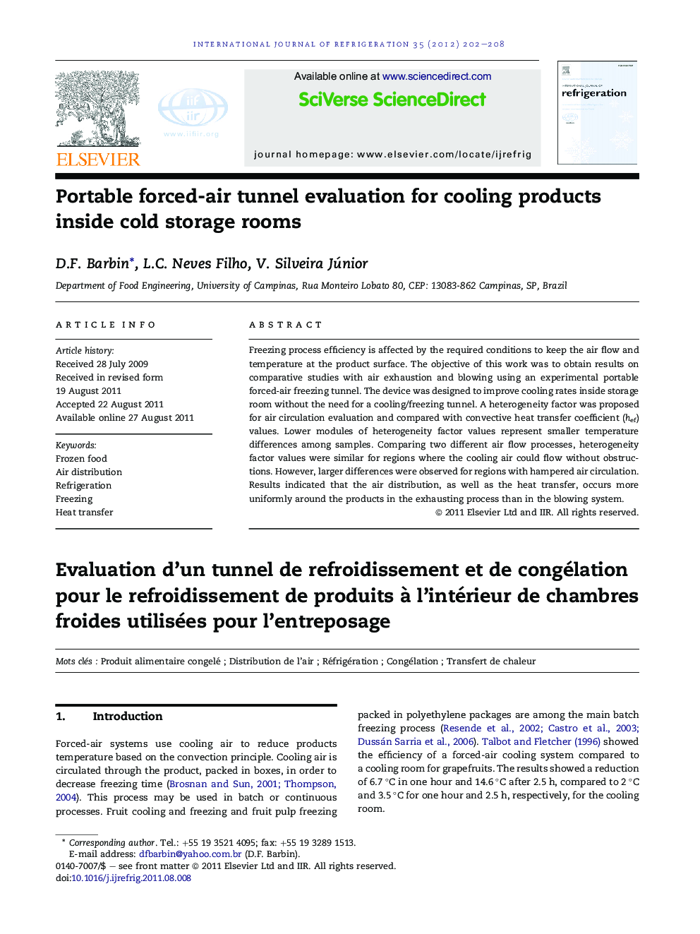 Portable forced-air tunnel evaluation for cooling products inside cold storage rooms