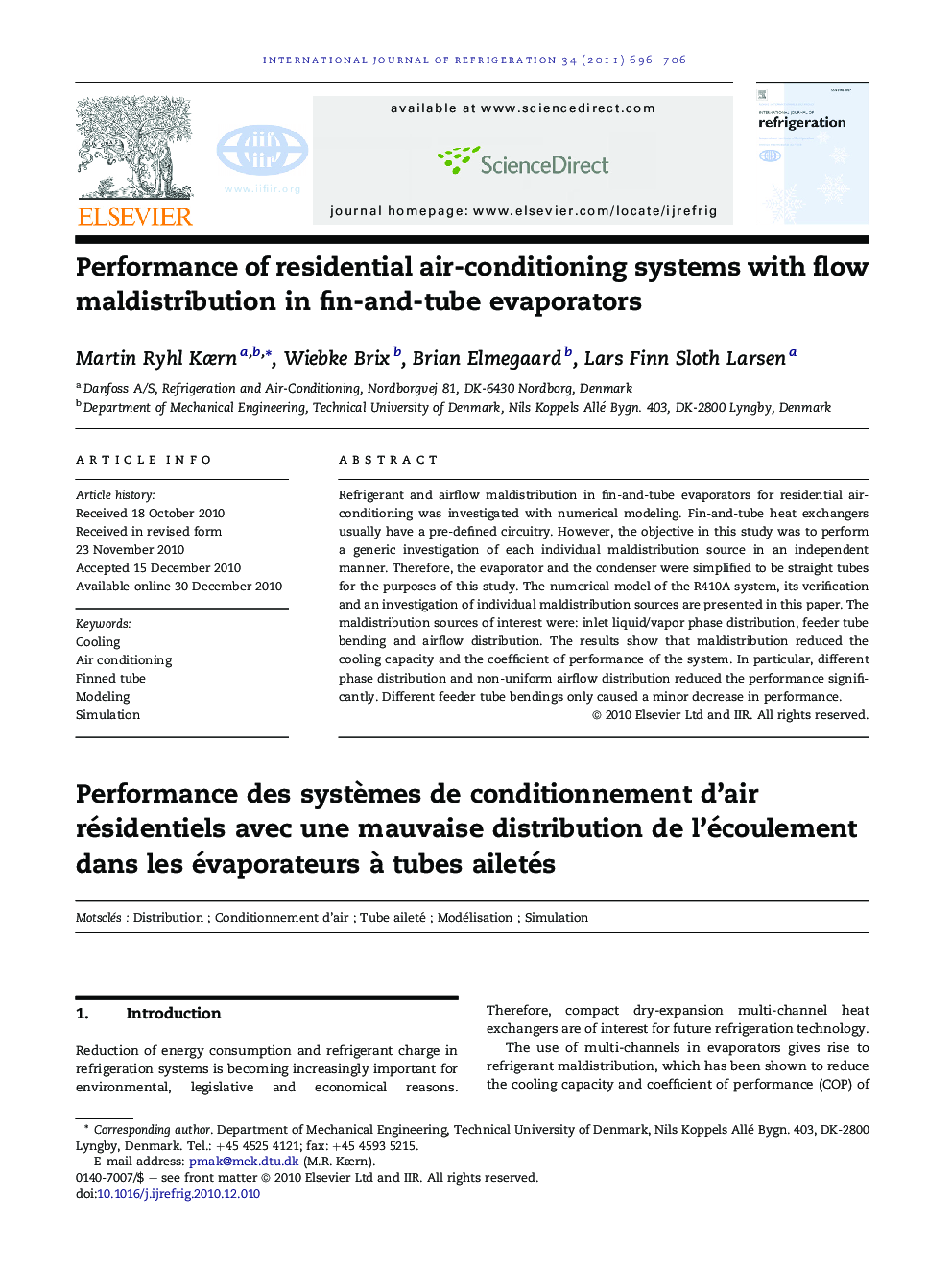 Performance of residential air-conditioning systems with flow maldistribution in fin-and-tube evaporators
