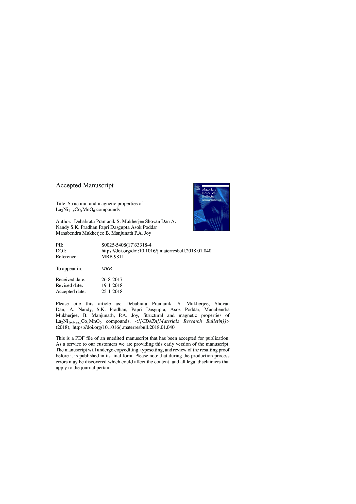 Structural and magnetic properties of La2Ni1âxCoxMnO6 compounds