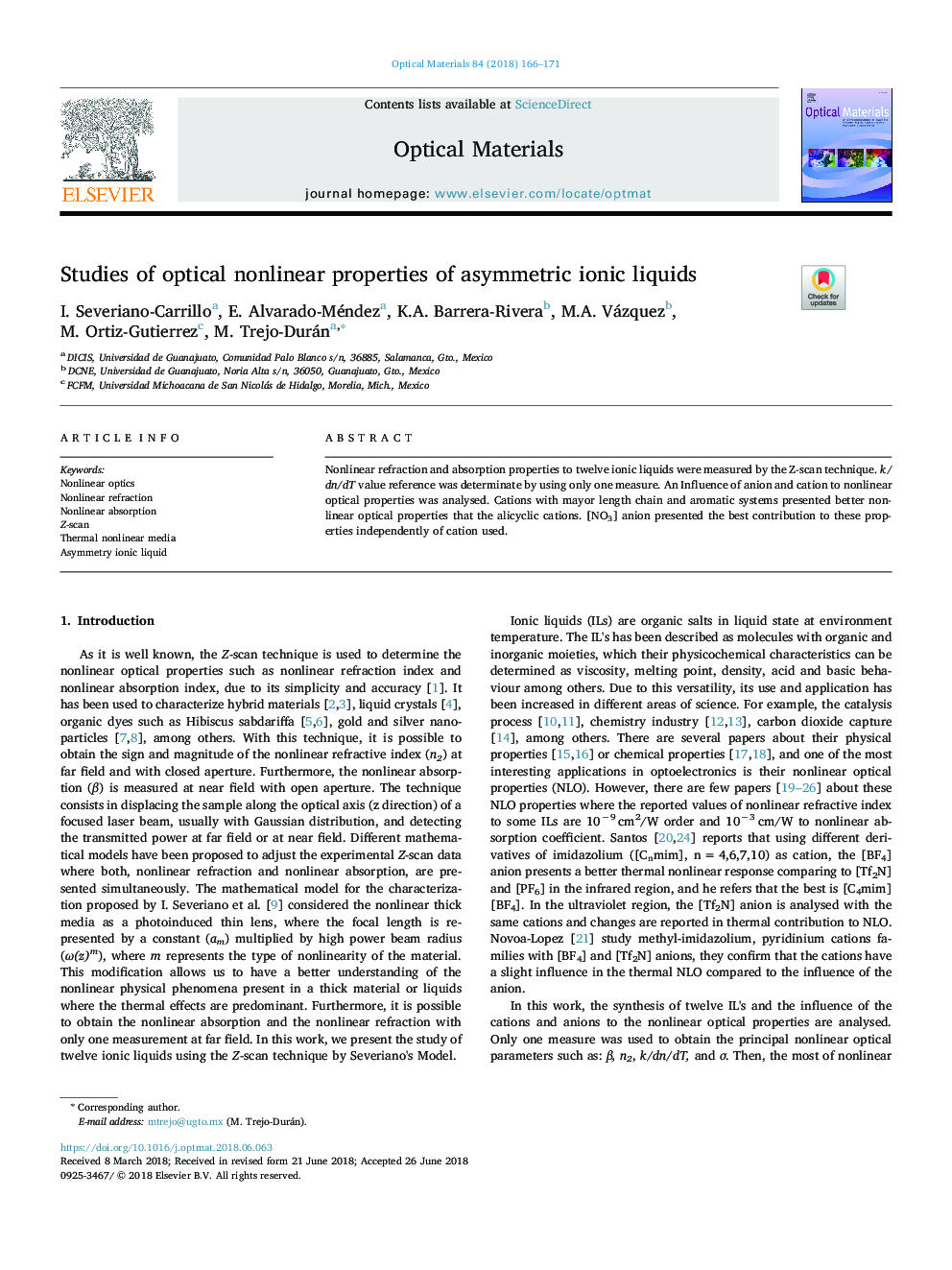 Studies of optical nonlinear properties of asymmetric ionic liquids