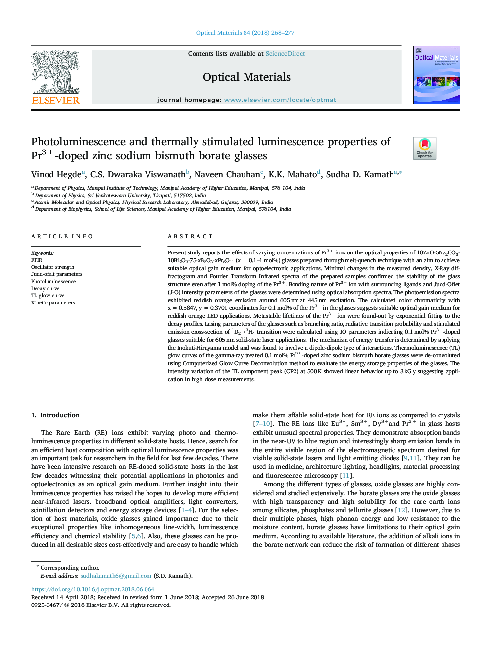 Photoluminescence and thermally stimulated luminescence properties of Pr3+-doped zinc sodium bismuth borate glasses