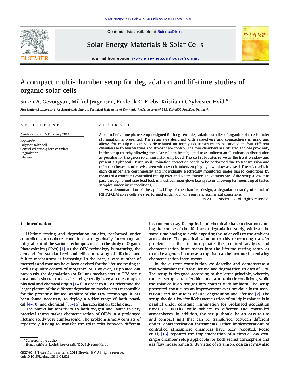 A compact multi-chamber setup for degradation and lifetime studies of organic solar cells