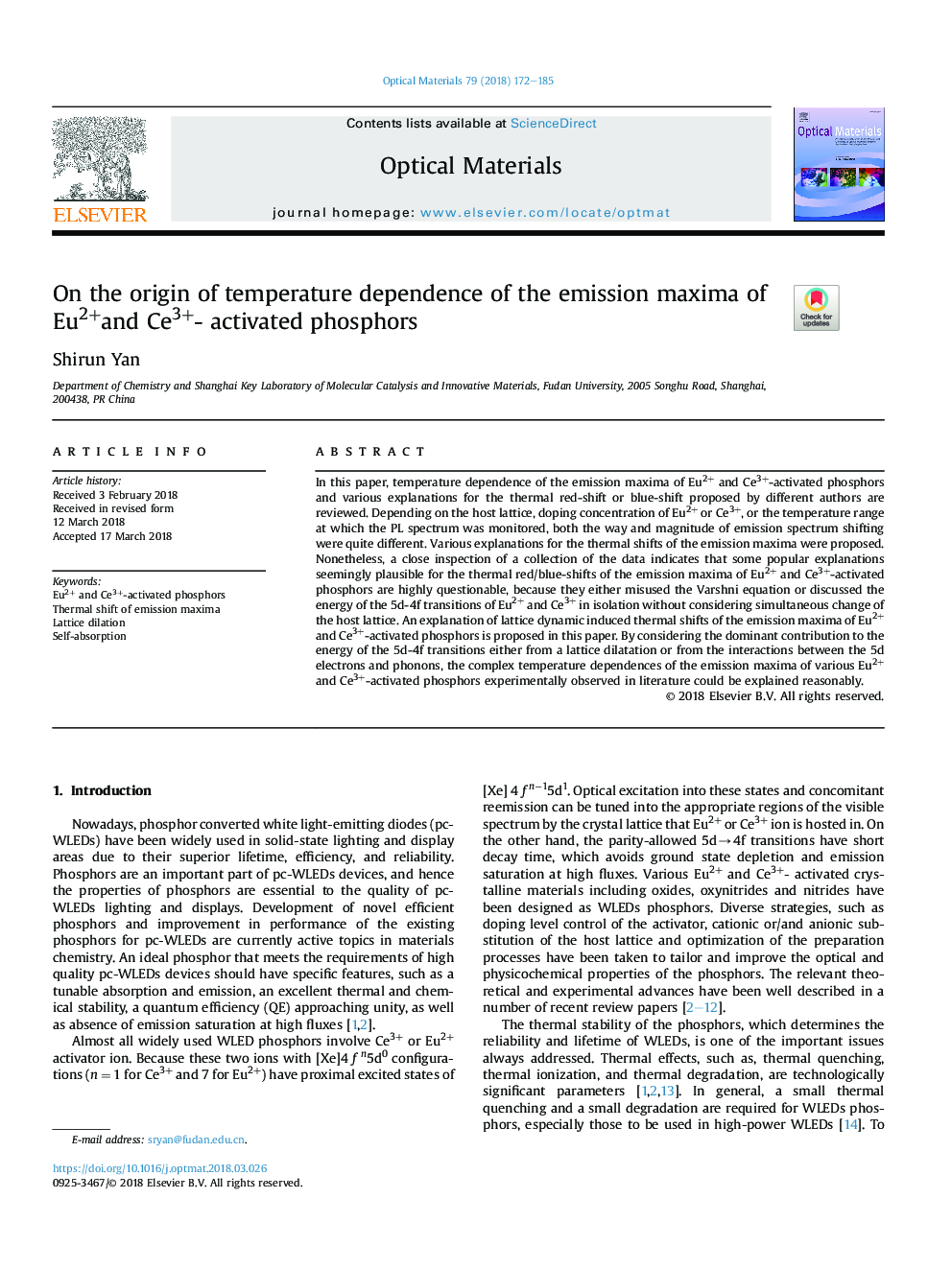 On the origin of temperature dependence of the emission maxima of Eu2+and Ce3+- activated phosphors