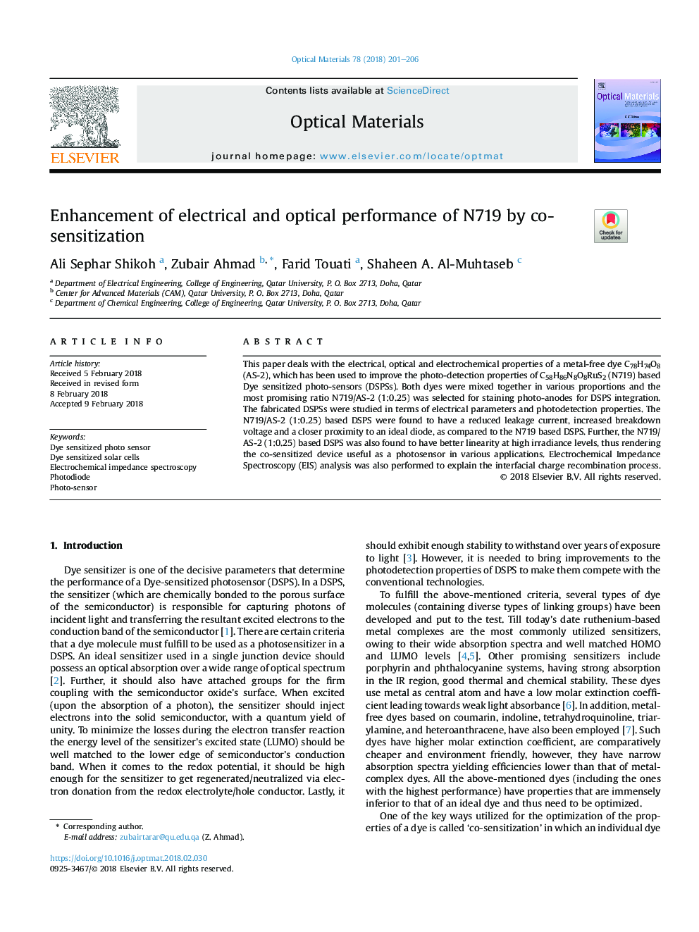 Enhancement of electrical and optical performance of N719 by co-sensitization