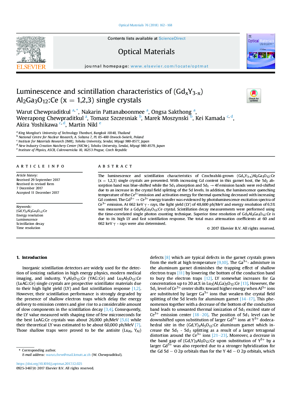 Luminescence and scintillation characteristics of (GdxY3-x)Al2Ga3O12:Ce (xÂ =Â 1,2,3) single crystals