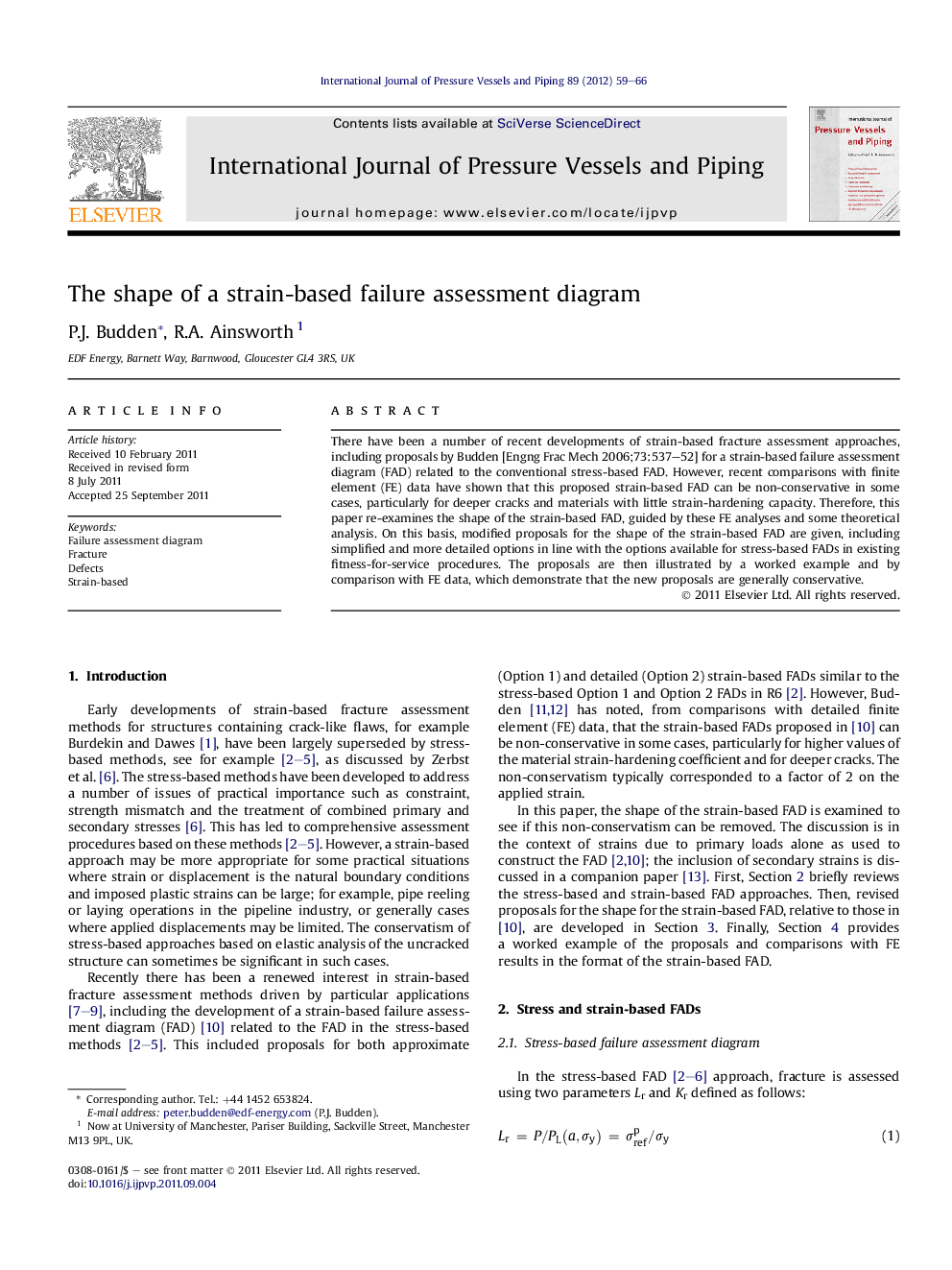 The shape of a strain-based failure assessment diagram