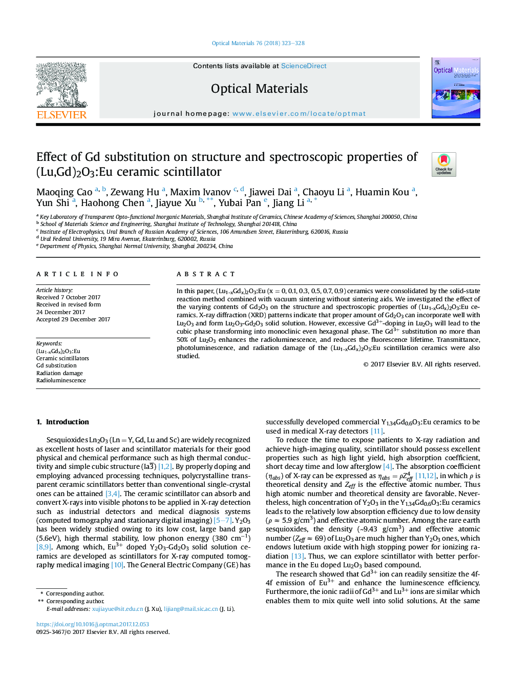 Effect of Gd substitution on structure and spectroscopic properties of (Lu,Gd)2O3:Eu ceramic scintillator