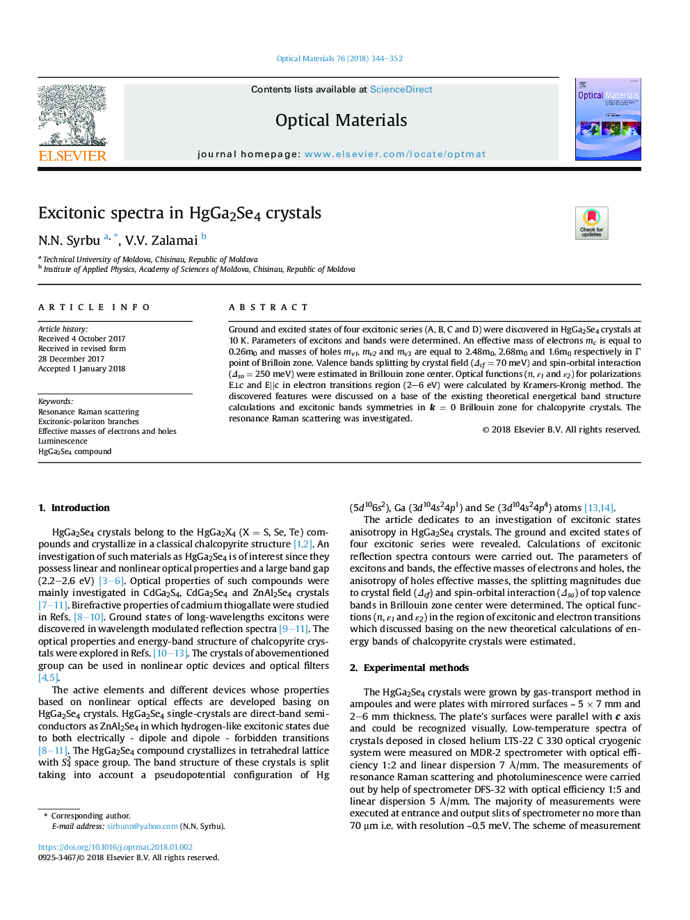 Excitonic spectra in HgGa2Se4 crystals