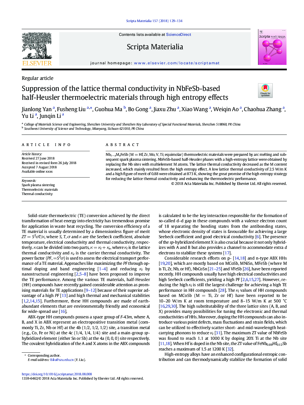 Suppression of the lattice thermal conductivity in NbFeSb-based half-Heusler thermoelectric materials through high entropy effects