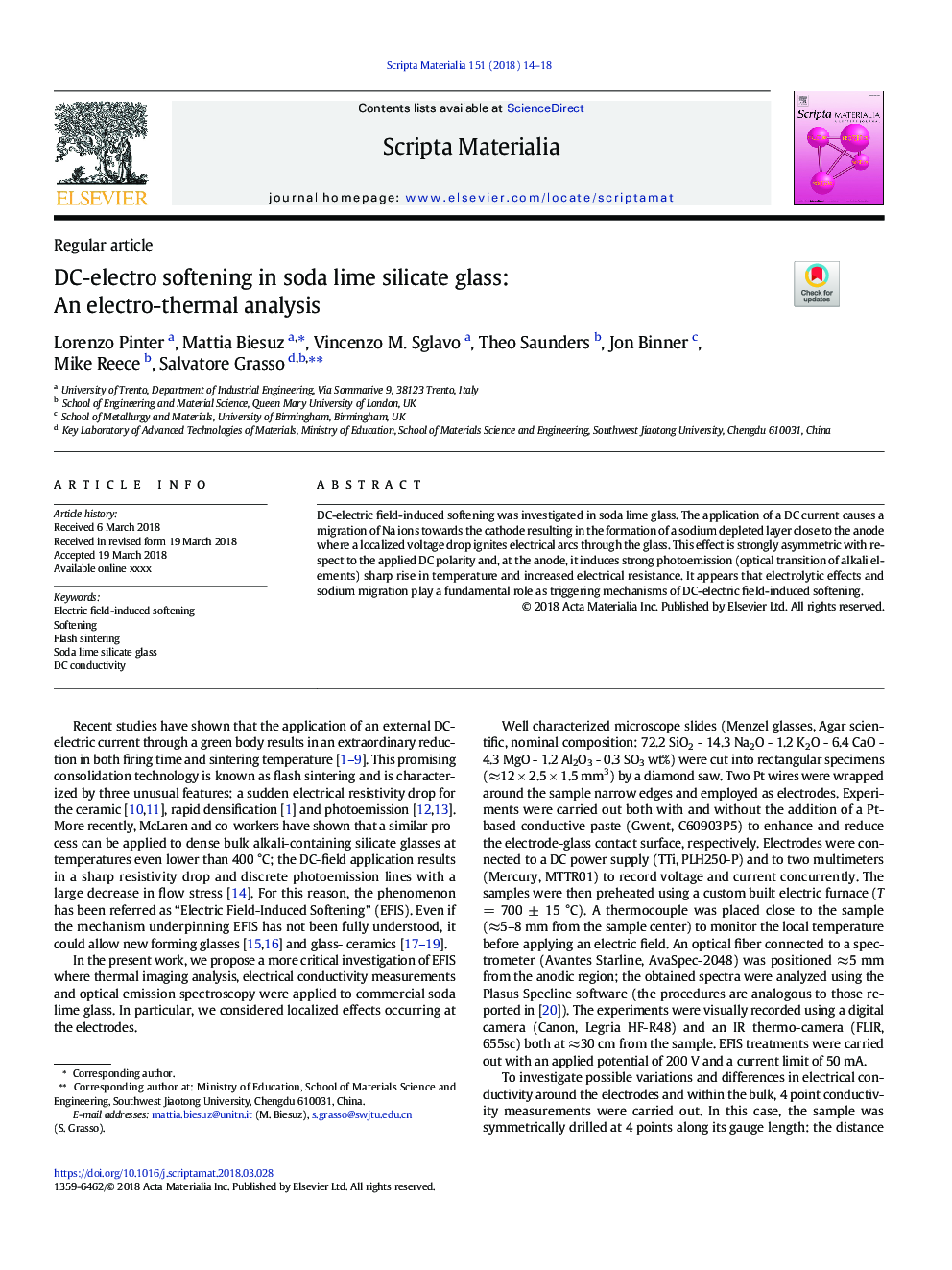 DC-electro softening in soda lime silicate glass: An electro-thermal analysis