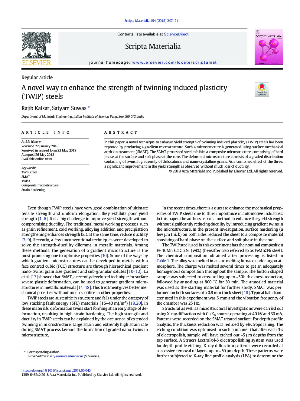 A novel way to enhance the strength of twinning induced plasticity (TWIP) steels