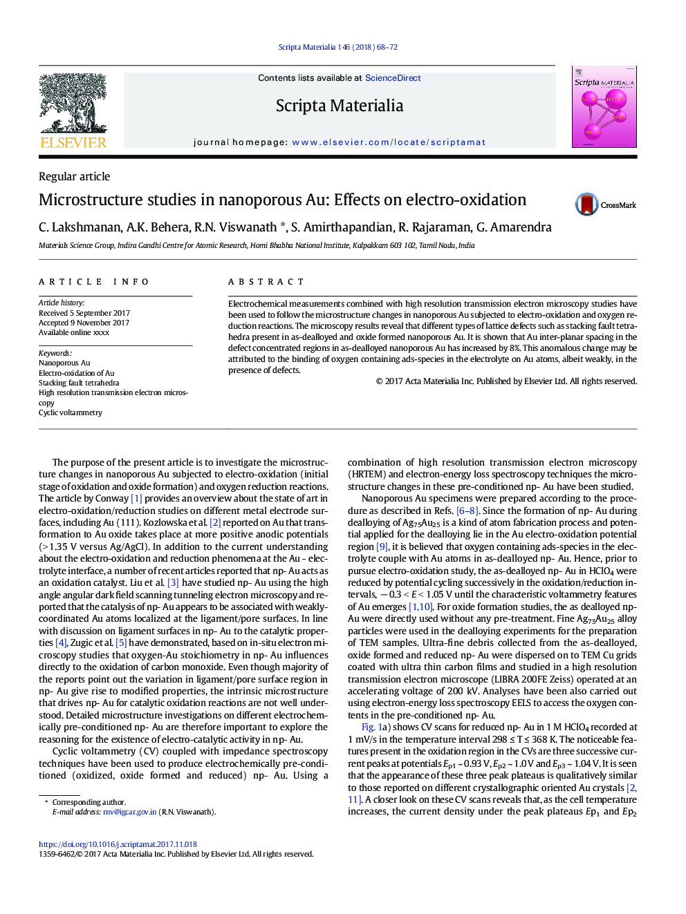 Microstructure studies in nanoporous Au: Effects on electro-oxidation