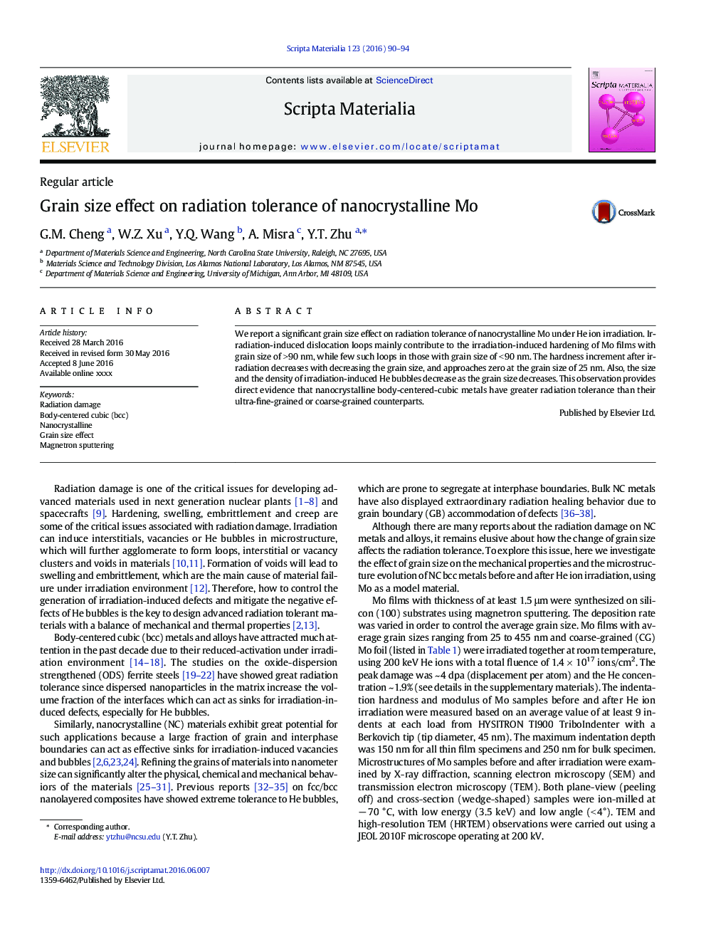 Grain size effect on radiation tolerance of nanocrystalline Mo