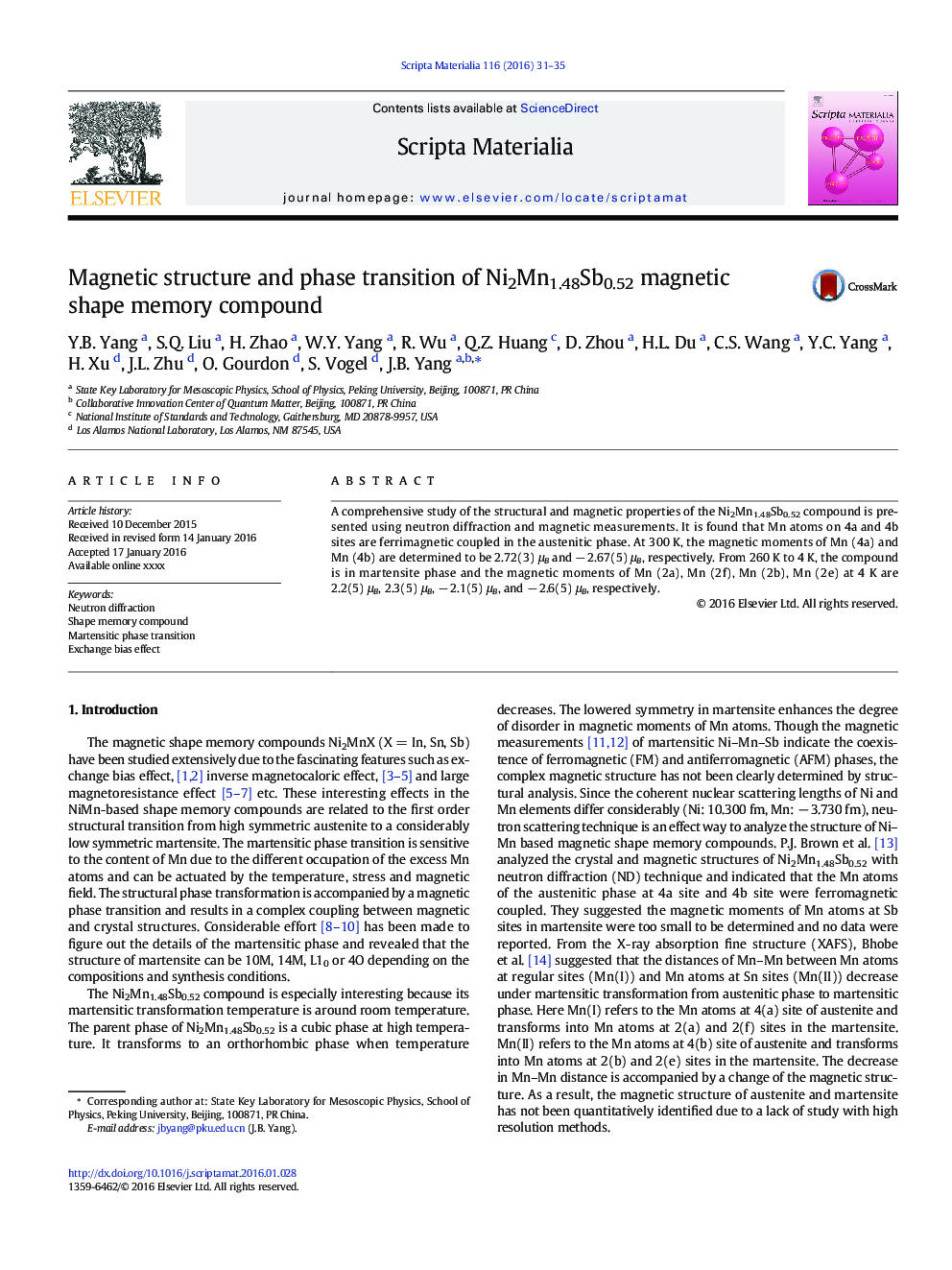 Magnetic structure and phase transition of Ni2Mn1.48Sb0.52 magnetic shape memory compound