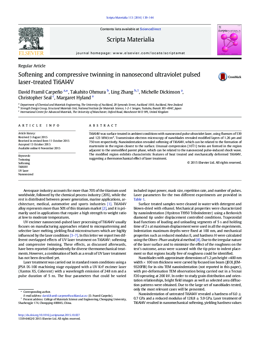 Softening and compressive twinning in nanosecond ultraviolet pulsed laser-treated Ti6Al4V